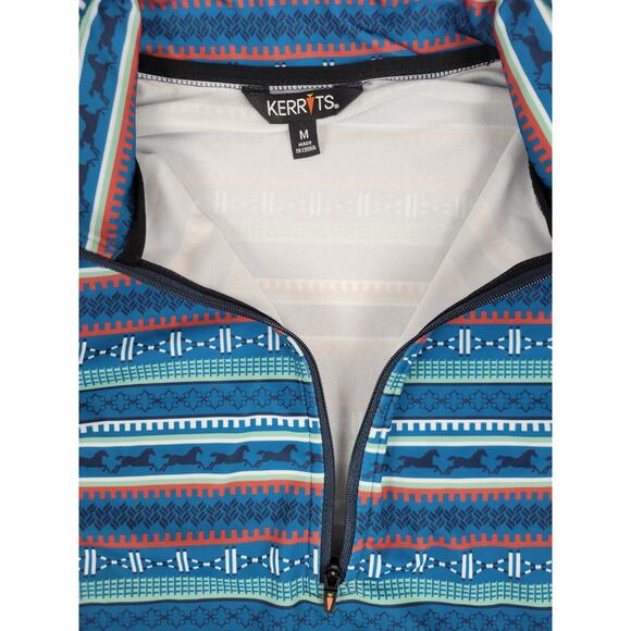 Kerrits Equestrian Womens Medium Pro Tek Fleece‎ Sweater Blue Fair Isle Nordic - Picture 3 of 8